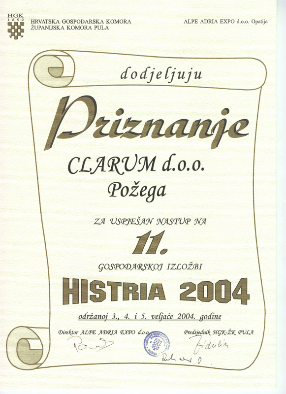 Priznanje Histria 2004